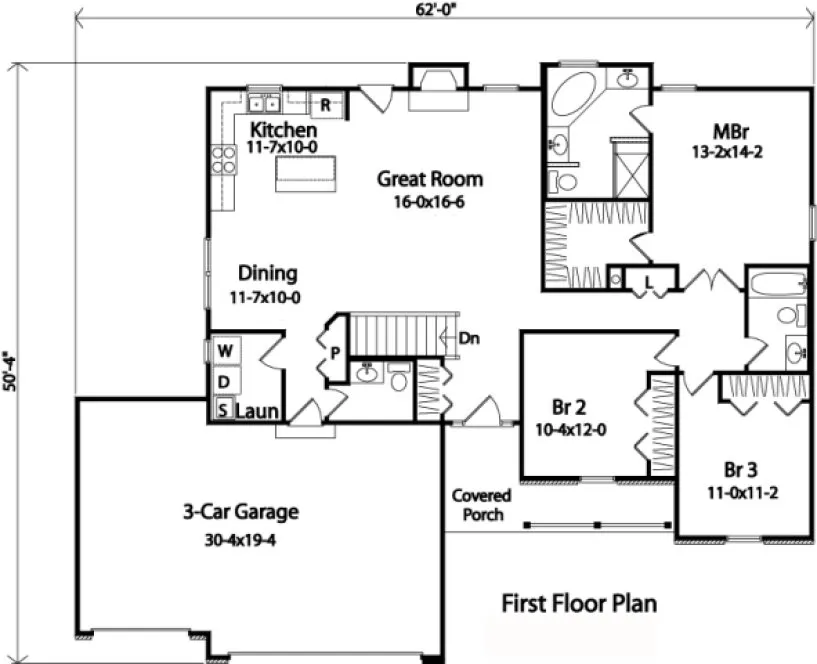Main Floor Plan for House Plan #411152
