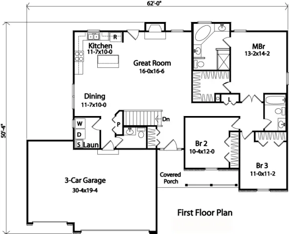 Main Floor Plan for House Plan #411152