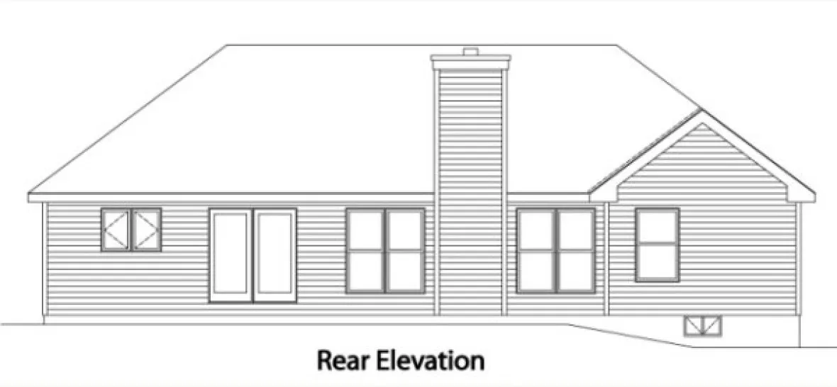 Rear Elevation for House Plan #414152