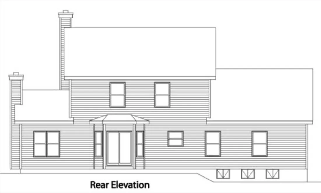 Rear Elevation for House Plan #411252