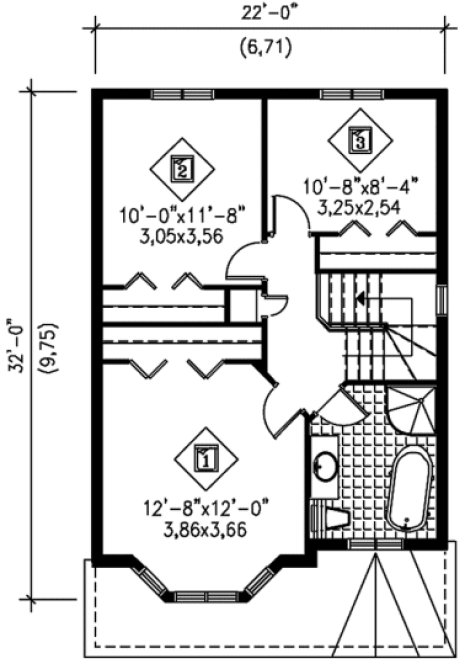 Second Floor Plan for House Plan #174393