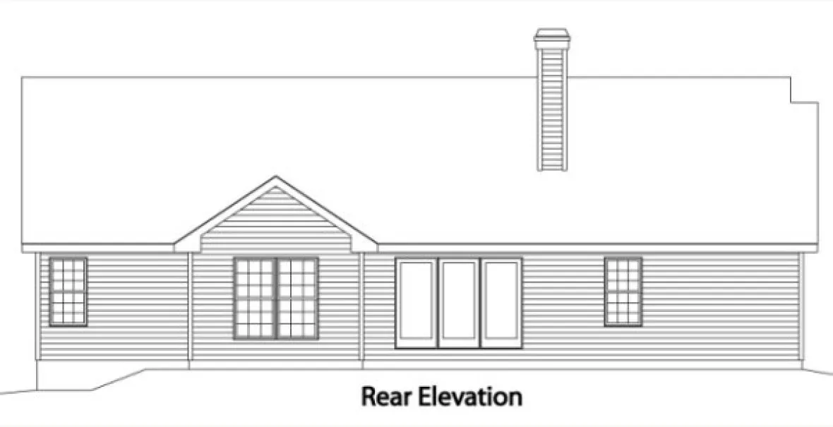 Rear Elevation for House Plan #412352