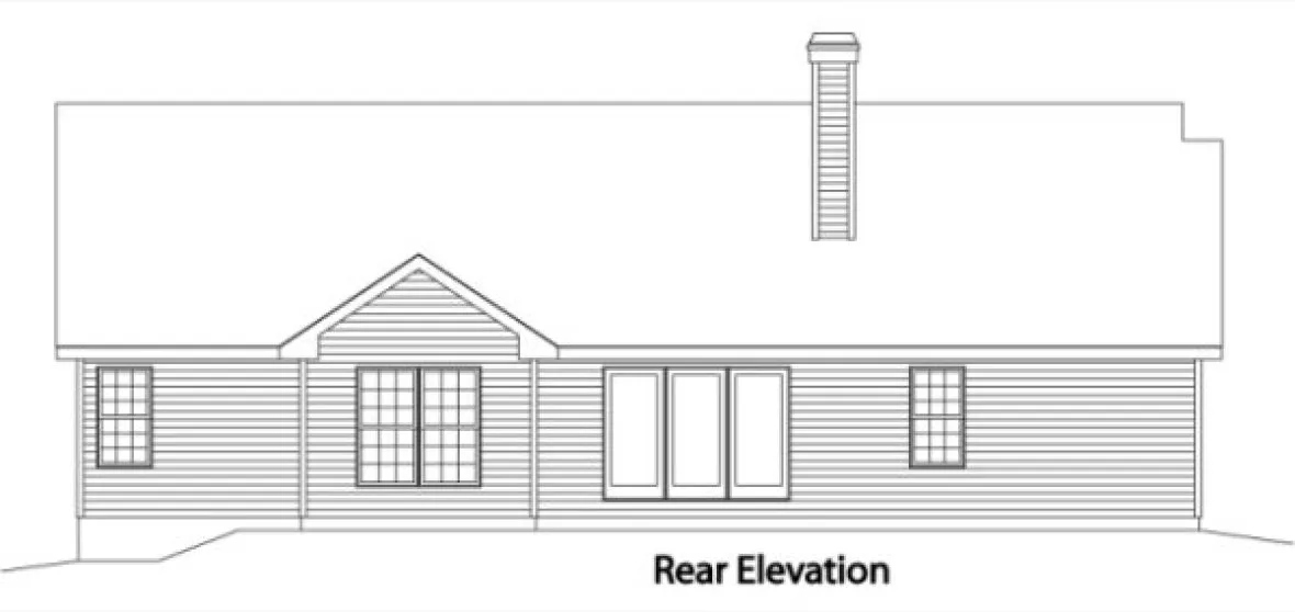 Rear Elevation for House Plan #413352