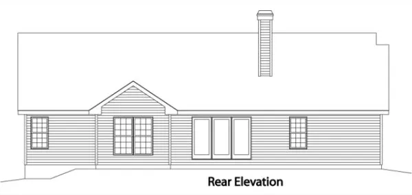 Rear Elevation for House Plan #413352