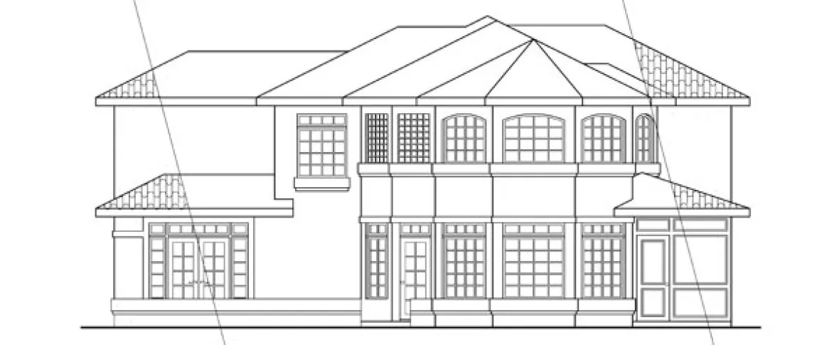 Rear Elevation for House Plan #340501
