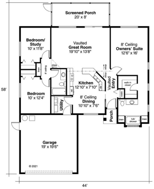 Main Floor Plan for House Plan #341601