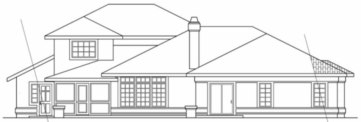 Rear Elevation for House Plan #341701