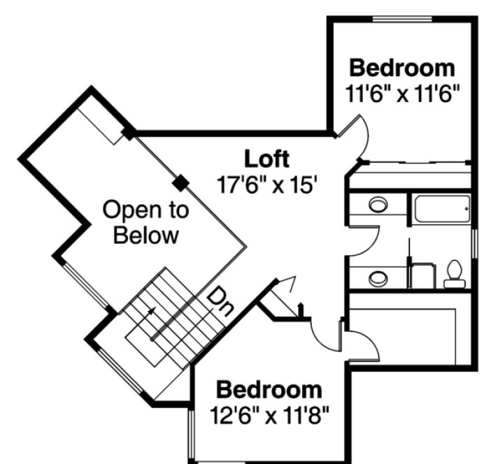 Second Floor Plan for House Plan #341701
