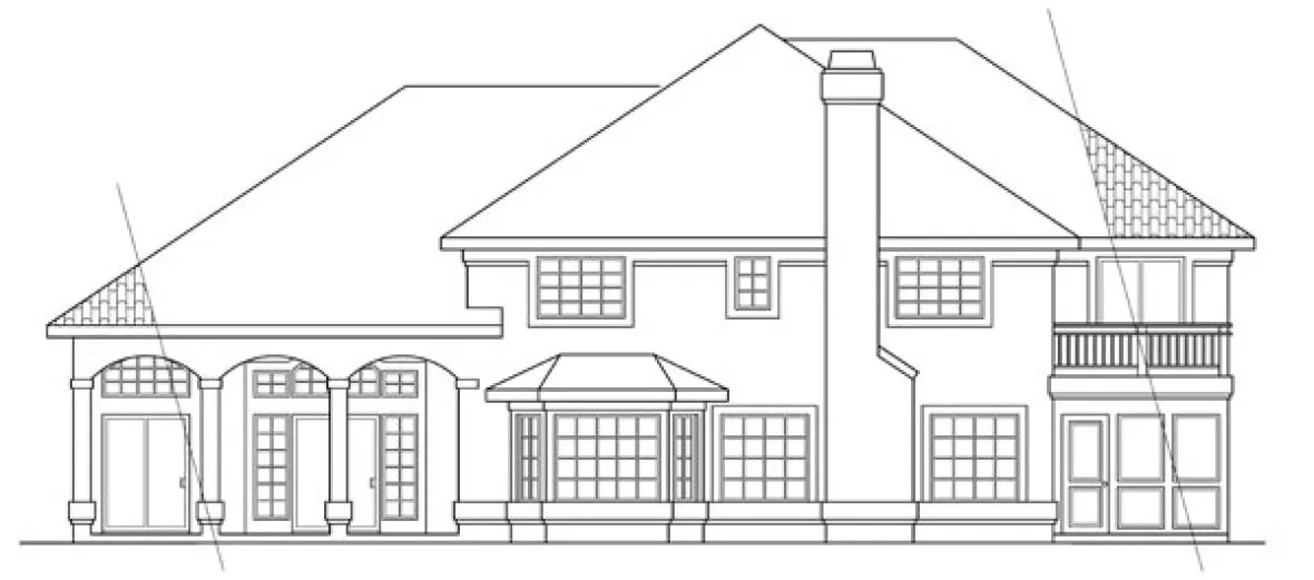Rear Elevation for House Plan #344801