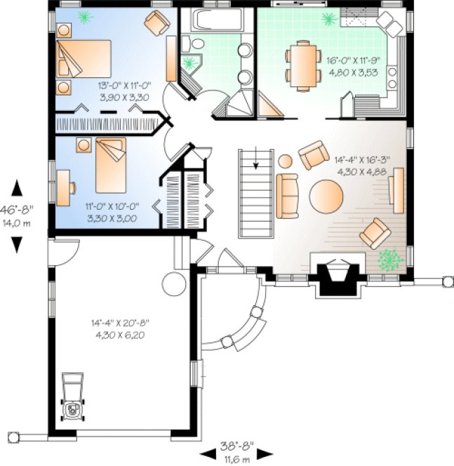 Main Floor Plan for House Plan #148422