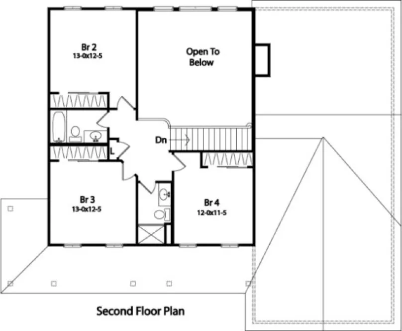 Second Floor Plan for House Plan #415352