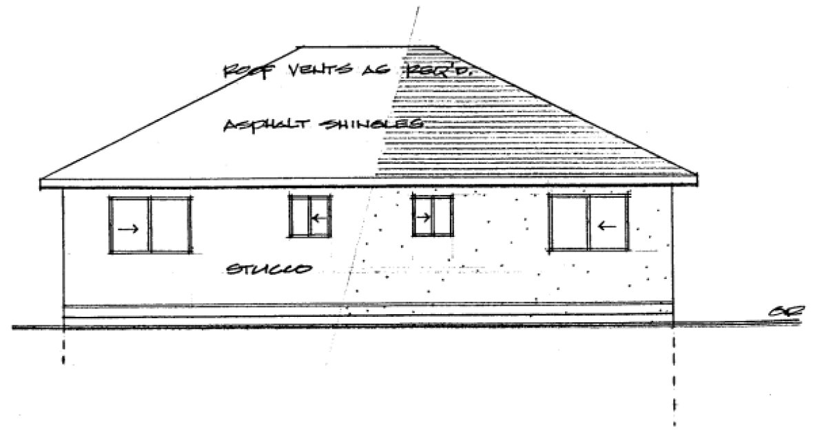 Rear Elevation for House Plan #202031