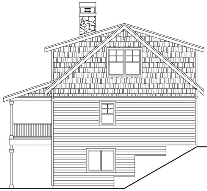 Rear Elevation for House Plan #343361