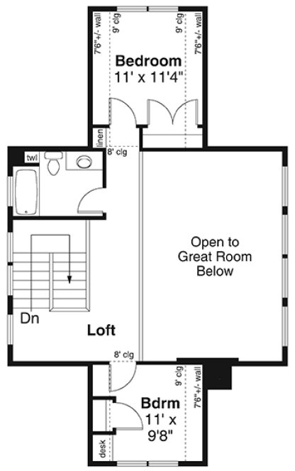 Second Floor Plan for House Plan #343361