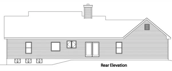 Rear Elevation for House Plan #411062
