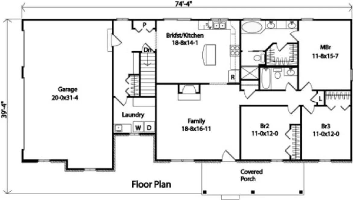Main Floor Plan for House Plan #411062