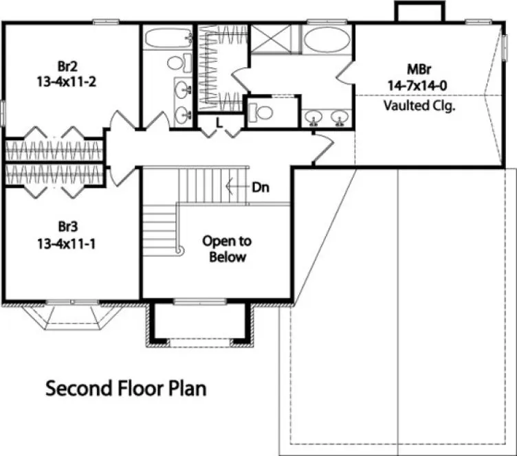 Second Floor Plan for House Plan #413062