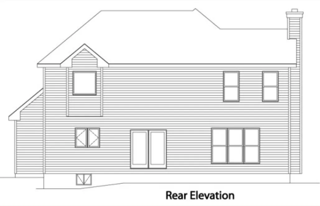 Rear Elevation for House Plan #414062