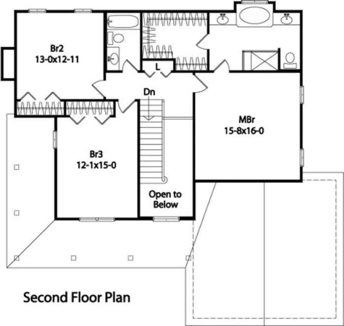 Second Floor Plan for House Plan #414062
