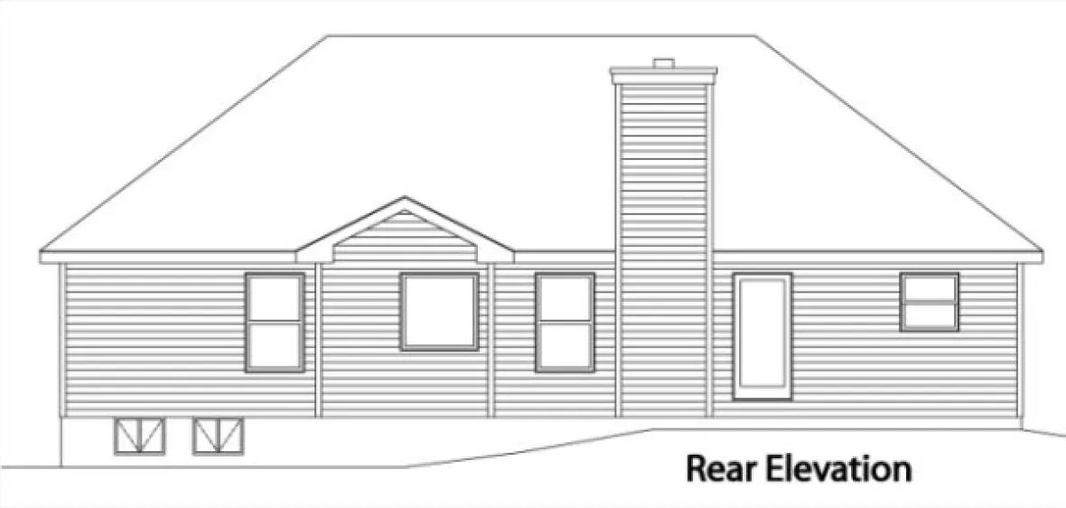 Rear Elevation for House Plan #419062