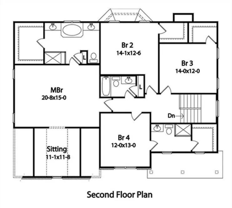 Second Floor Plan for House Plan #410162