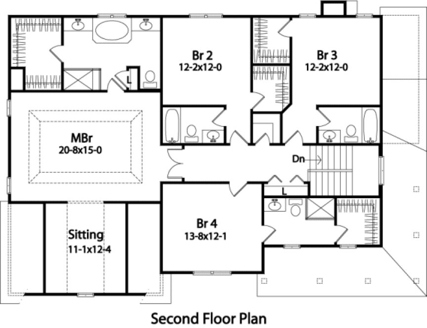 Second Floor Plan for House Plan #411162