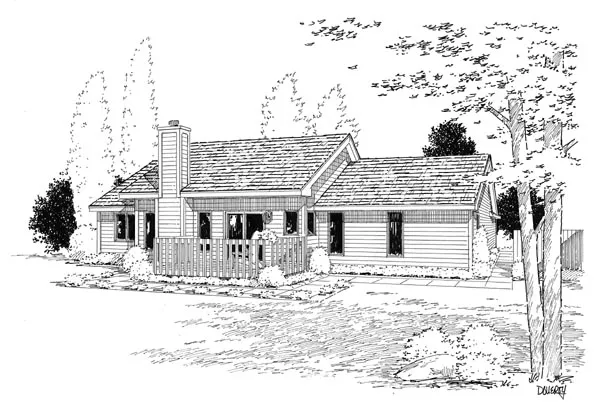 Rear Elevation for House Plan #188002