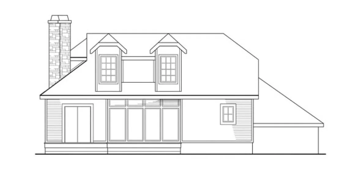 Rear Elevation for House Plan #341313
