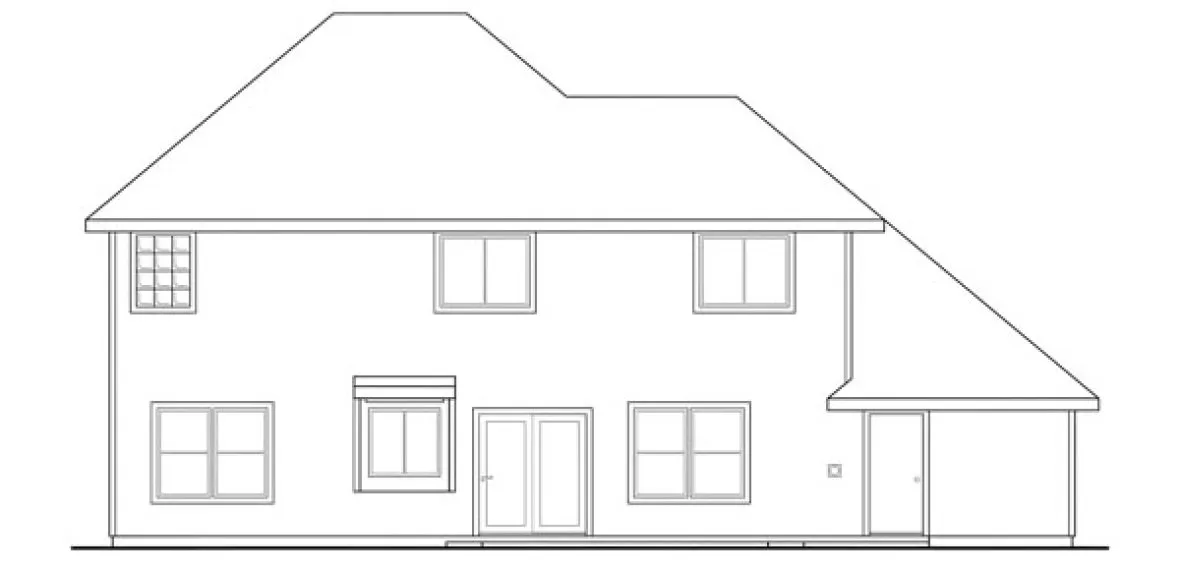 Rear Elevation for House Plan #349313