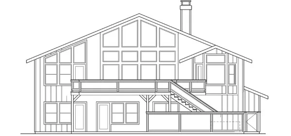 Rear Elevation for House Plan #342513