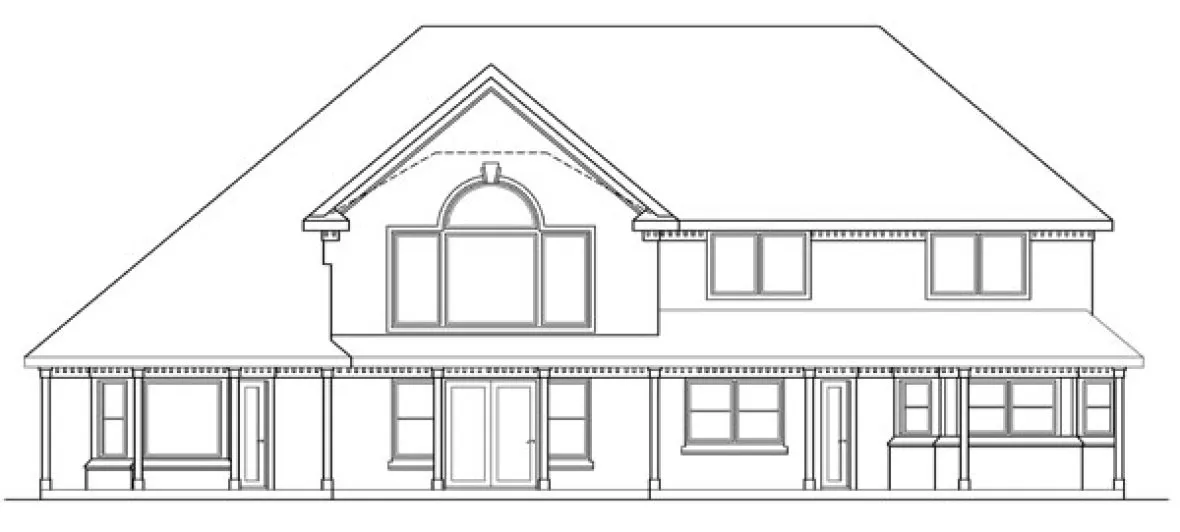 Rear Elevation for House Plan #344613