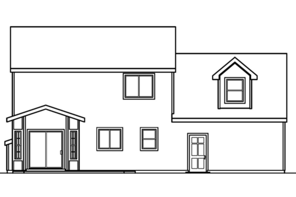 Rear Elevation for House Plan #347913