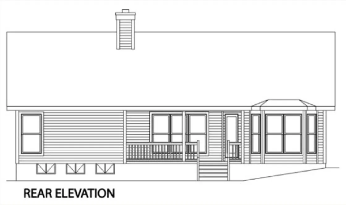 Rear Elevation for House Plan #412079