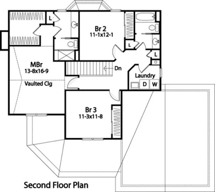 Second Floor Plan for House Plan #413079