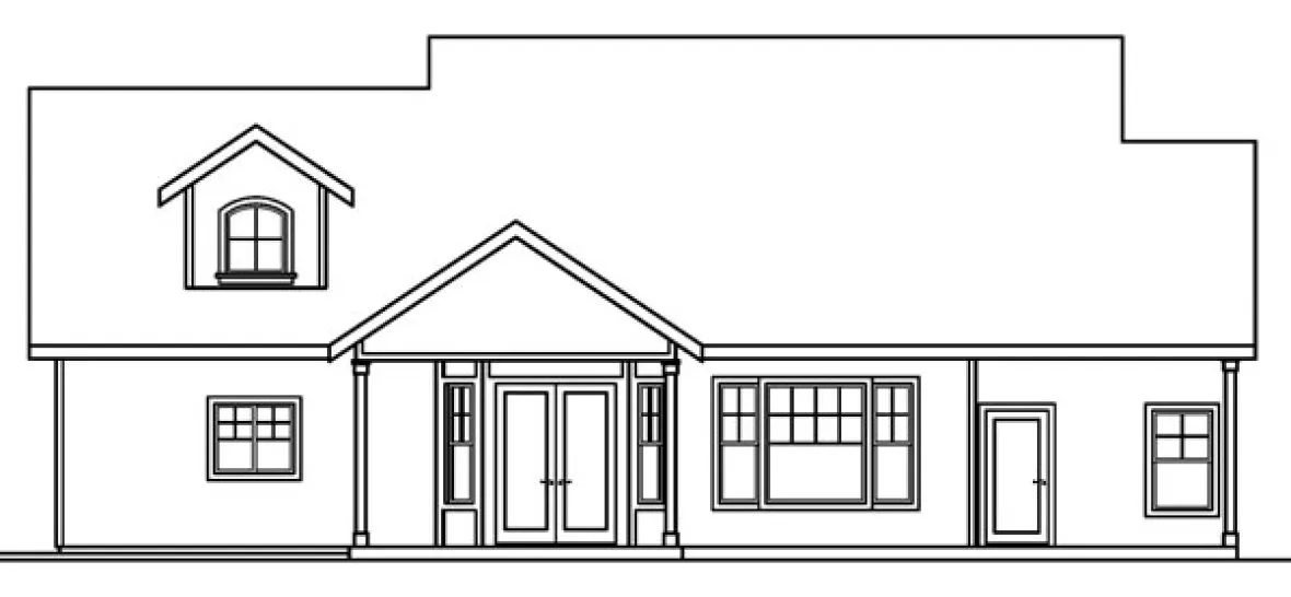 Rear Elevation for House Plan #343223