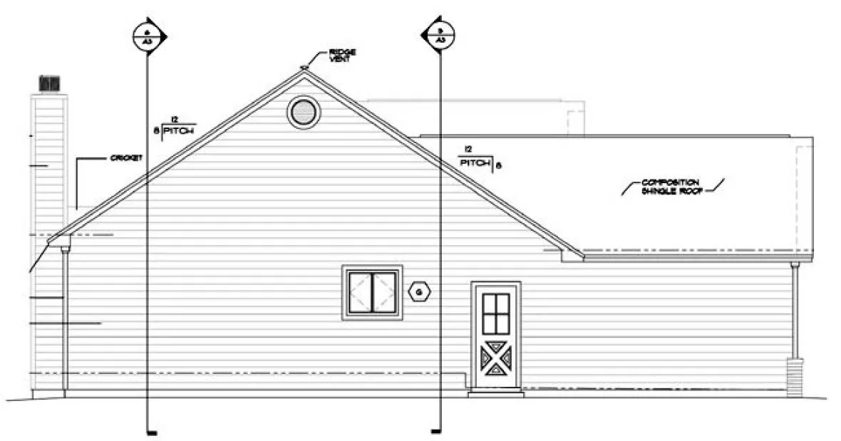 Left Elevation for House Plan #180742