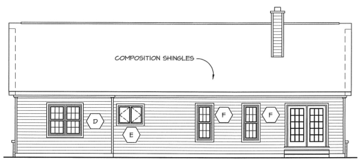 Rear Elevation for House Plan #180742