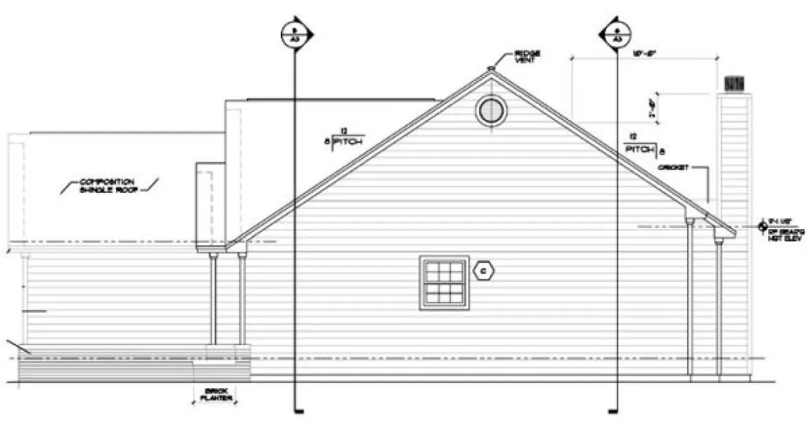 Right Elevation for House Plan #180742