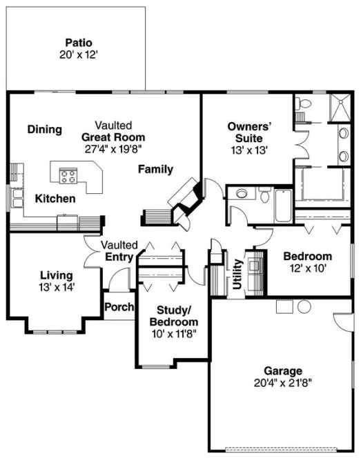 Main Floor Plan for House Plan #345323