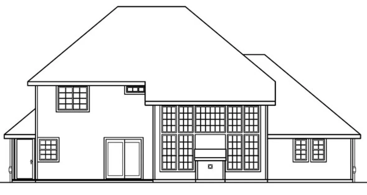 Rear Elevation for House Plan #341523