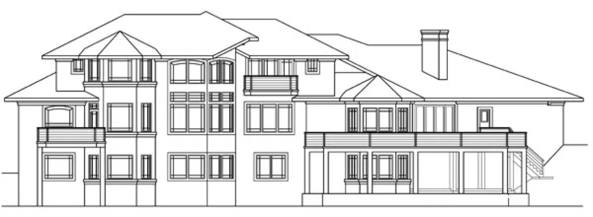 Rear Elevation for House Plan #344723
