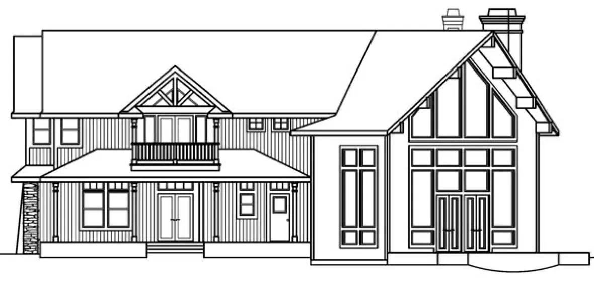 Rear Elevation for House Plan #345723