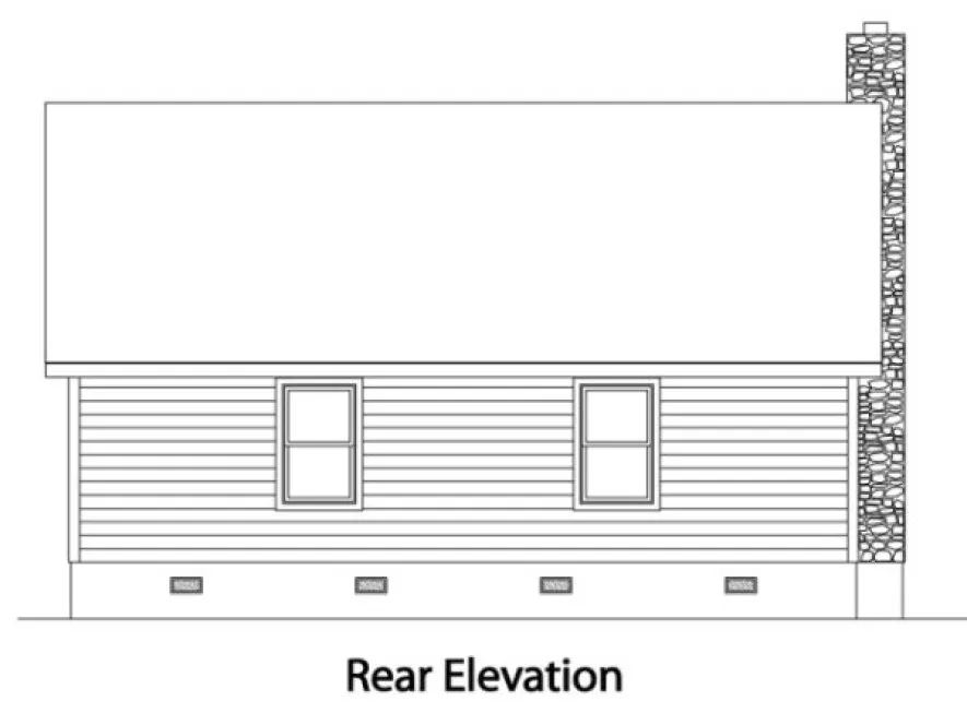 Rear Elevation for House Plan #416379