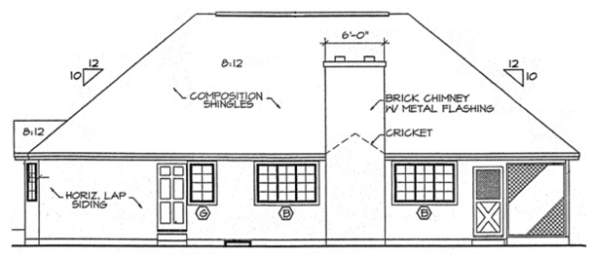 Rear Elevation for House Plan #181742