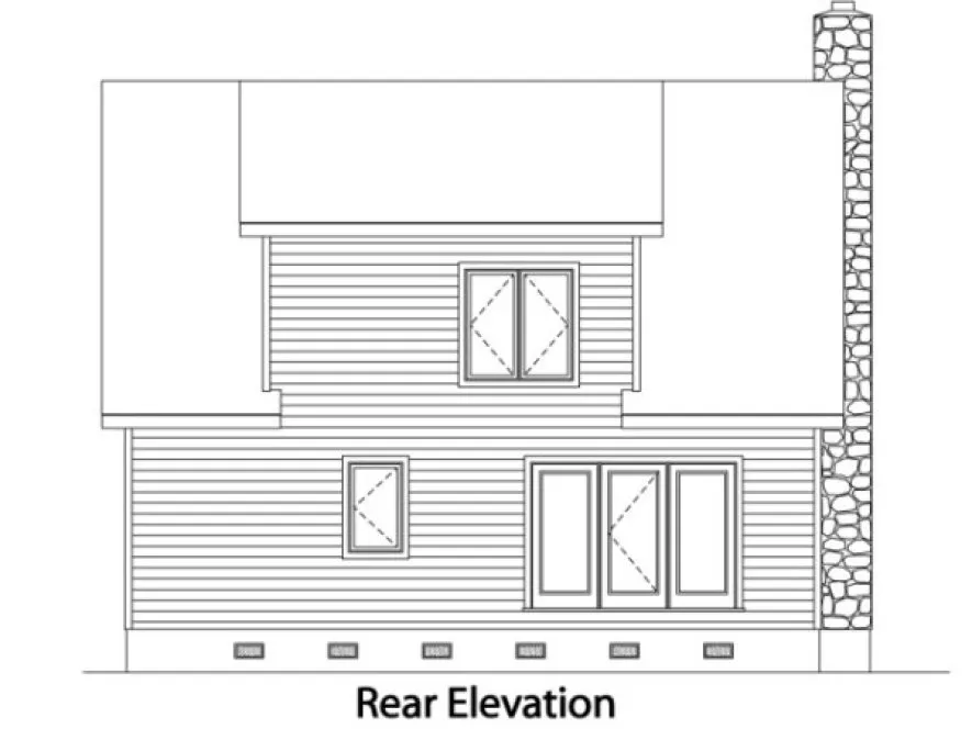 Rear Elevation for House Plan #410189