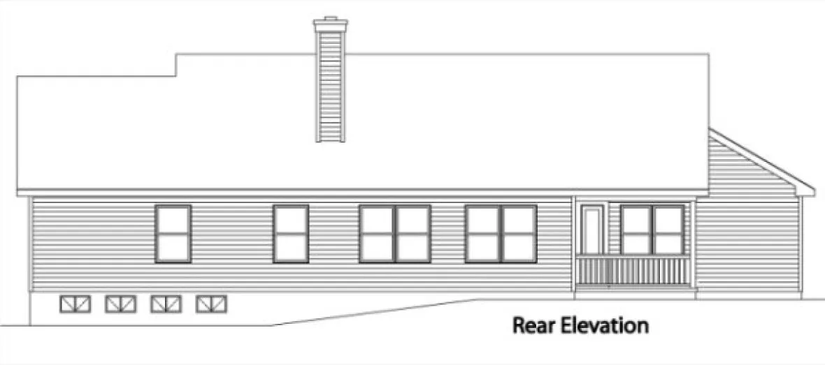 Rear Elevation for House Plan #411289