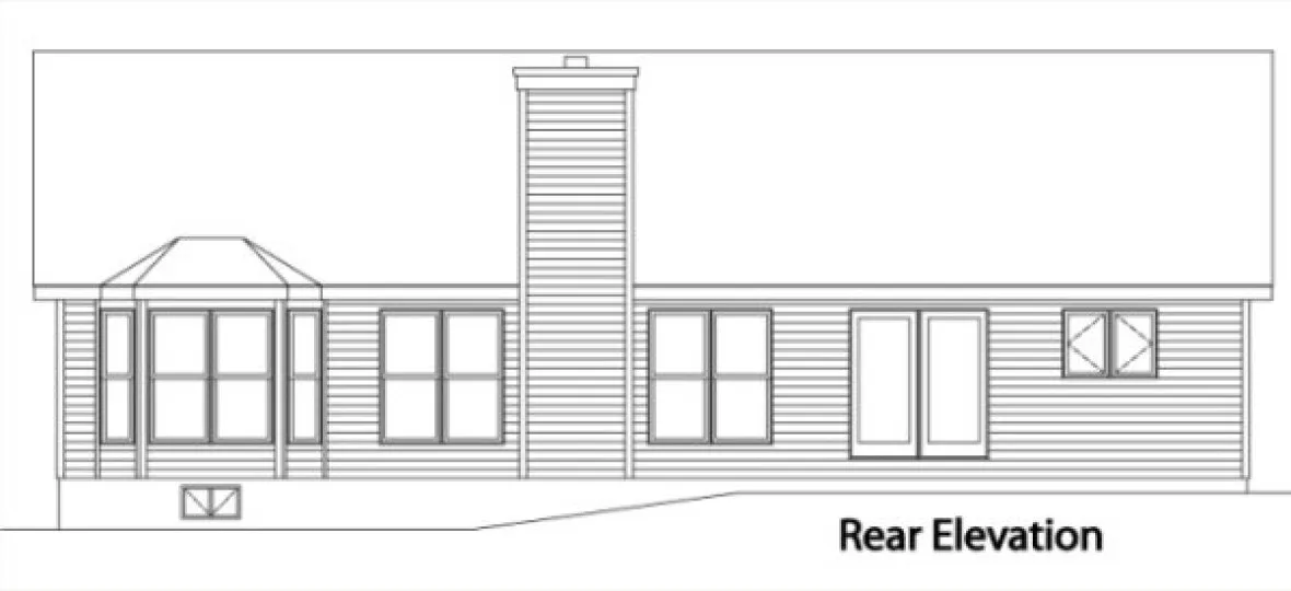 Rear Elevation for House Plan #412289
