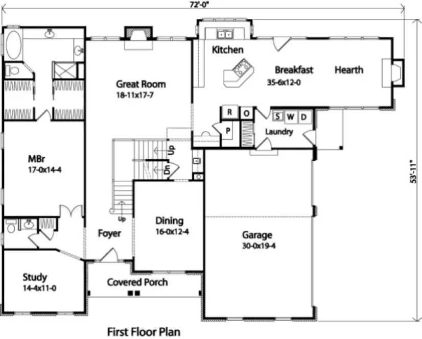 Main Floor Plan for House Plan #414099