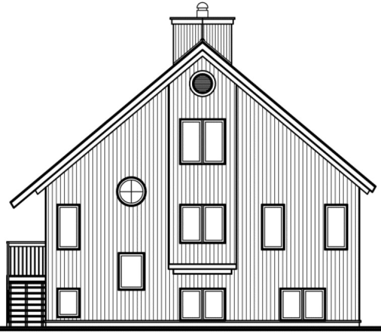 Rear Elevation for House Plan #145192