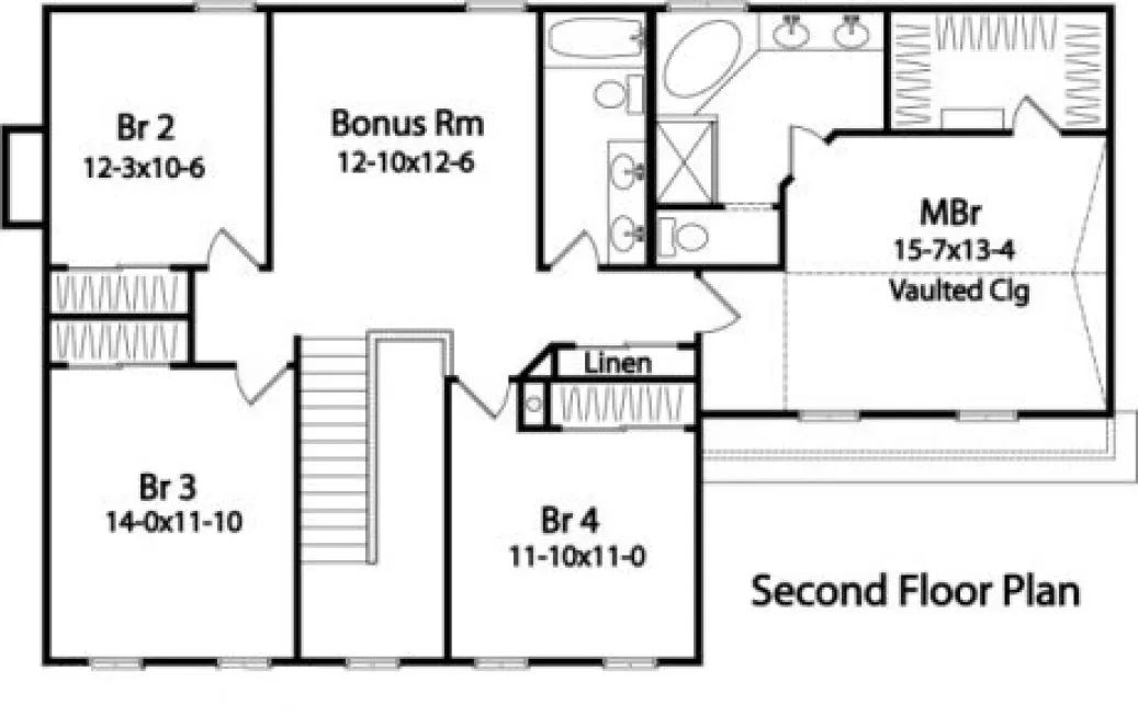 Second Floor Plan for House Plan #411199